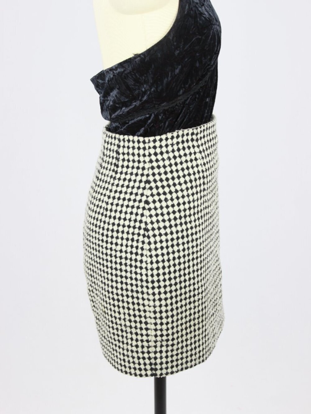 Vintage 90's FEMME DE CARRIERE Black White Check Wool Blend Mini Skirt, Size XS - Picture 3 of 12